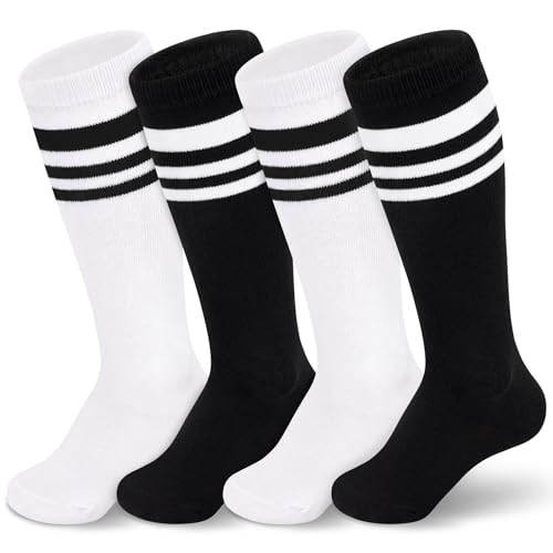 Olreco 4 Pack Toddler Soccer Socks Kids Soccer Socks Youth Kids Baseball Sock Boys Girls Softball Sock Cotton
