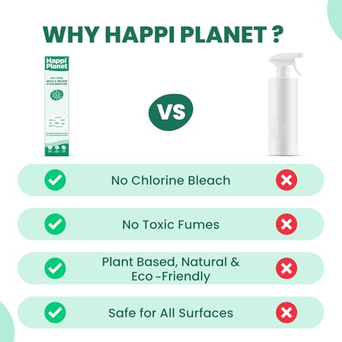 Image of Happi Planet | Mold & Mildew Stain Remover Spray | Chlorine Bleach Free, No Toxic Fumes | Plant Based, Eco-Friendly Formula | Powerful No-Scrub Cleaner for Tiles, Grout, Walls & Bathroom (500 ml)