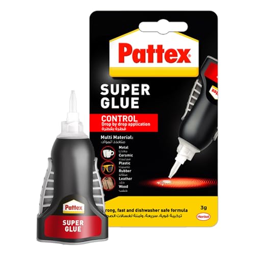 Pattex Superglue Liquide Control Clear Glue for Various Materials with Non-Drip Formula Vertical Applications Precise Nozzle 1x3g