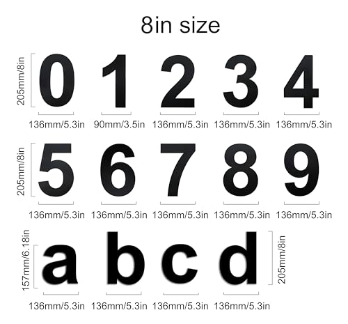 nanlyiau 8in/205mm Modern House Number Floating House Numbers Door Numbers Address Plaque Stainless Steel House Number Powder Coated RAL 7016 Anthracite Grey(7016 8in4) - Image 2