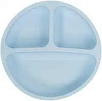 Prato de Silicone com Ventosa para Bebê Antiderrapante Seguro Livre de BPA Introdução Alimentar | Pippo (Azul)