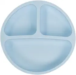 Prato de Silicone com Ventosa para Bebê Antiderrapante Seguro Livre de BPA Introdução Alimentar | Pippo (Azul)