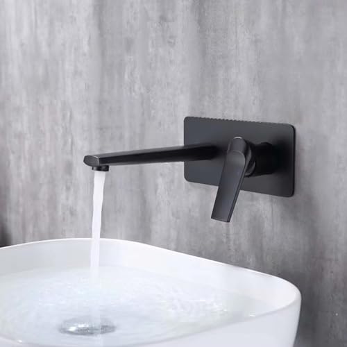 Robinet de lavabo mural en or brossé ISCBAFYX au design encastré en laiton élégant