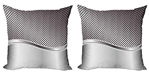 ABAKUHAUS Gris Set de 2 Fundas para Cojín, Industrial Rejilla Motif, con Estampado en Ambos Lados con Cremallera, 60 cm x 60 cm, Gris carbón