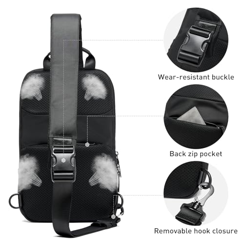 Sling Bag for Men Waterproof Crossbody Backpack Fit 9.7inch EDC Lightweight Daypack Minimalist Chest Shoulder bag for,Daily Use, Work, Travel,Sport4