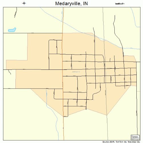 Large Street & Road Map of Medaryville, Indiana IN Printed poster