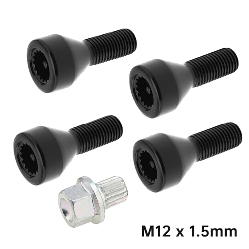 Image of 5pcs 36136786419 M12x1.5mm Wheel Lock Set Lug Nuts Bolts Fit for BMW Z4 Z3 M6 M3 650i 535i 528i 525i 335i 328i 330i Mini Cooper with Master Key, Black Anti-Theft Wheel Stud Bolt Locks
