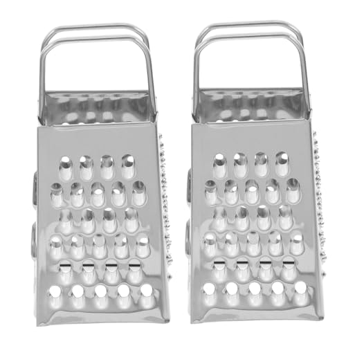 Mikinona 2pcs Mini Grater Garlic Vertical Grater Carrot Shredder Cheese Shredder Handheld Cheese Grater Kitchen Shredder Food Shredder Hand Held Cheese Grater Silver Stainless Steel