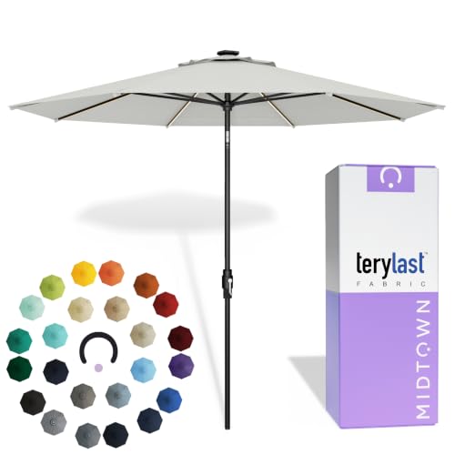 Image of Midtown Umbrellas LED Swilt - 8 Ft Solar LED Patio Umbrella, Off Cream