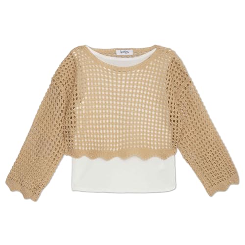 Speechless Baby Girls' 2-Piece Long Sleeve Crochet Sweater with Tank