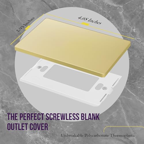 Image of ENERLITES Screwless Blank Wall Plate, Child Safe Blank Device Outlet Cover, Standard Size, 1-Gang 4.68 inch x 2.93 inch, Polycarbonate Thermoplastic, UL Listed, SI8801-GD-5PCS, Glossy, Gold, 5 Pack