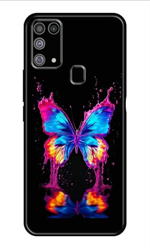 Image of Metal TPU Printed Back Cover for Samsung Galaxy M21s (Butterfly -J1) 360 Degree Protection | Camera Protection -25092024(AR)