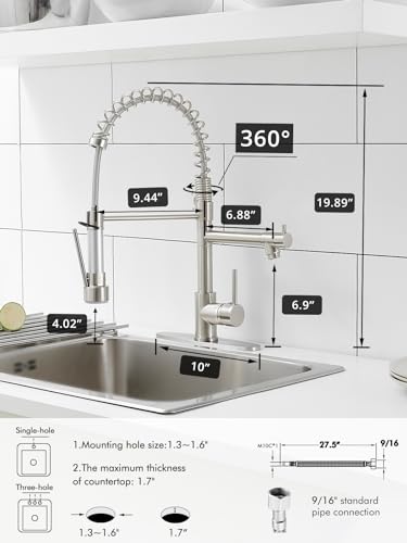 Image of AIMADI Faucet for Kitchen Sink,Commercial Single Handle Single Hole | Pull Down Kitchen Faucet with Deck Plate llaves para fregaderos de cocina