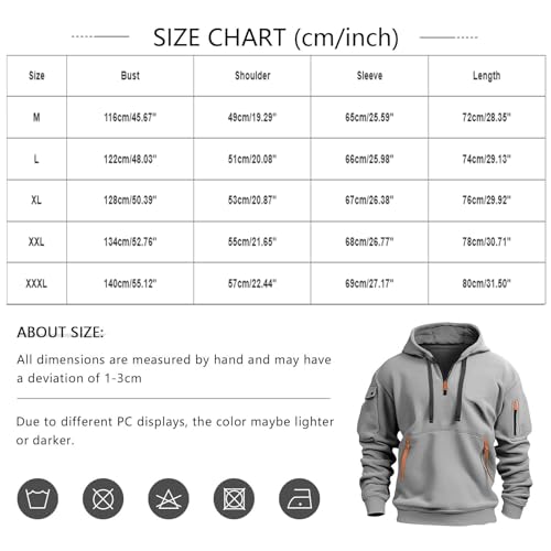 Mens American Flag Hoodies USA Patriotic Dad Printed Quarter Zip Long Sleeve Hooded Sweatshirt Tactical Cargo Pullover4
