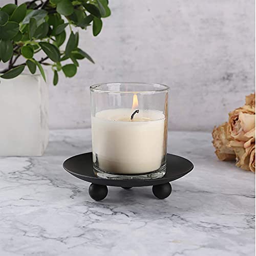 4 Pcs Iron Plate Candle Holder, Decorative Pillar Candle Plate, Pedestal Candle Stand For Led & Wax Candles, Incense Cones, Spa, Weddings (Black) #TOP1
