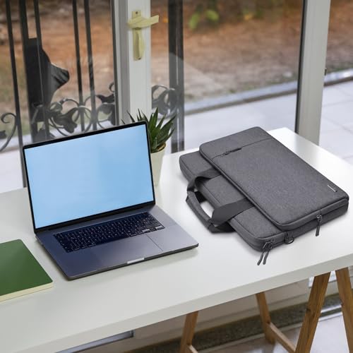 TECOOL 17,3 Zoll Laptoptasche, 360° Schutz Laptop Schultertasche Umhängetasche für 17-17,3 Zoll Lenovo Acer ASUS Dell HP Samsung Laptop Notebook Tasche Stoßfest Wasserdicht Aktentasche, Dunkelgrau