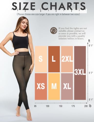 Image of Fleece Lined Tights Footless Women Sheer Warm Pantyhose Leggings Toeless Fake Translucent Thermal Thick Winter No Feet Tights
