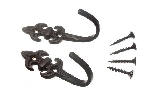 Embrasse de rideau fleur de lys noir avec vis de fixation 80mm