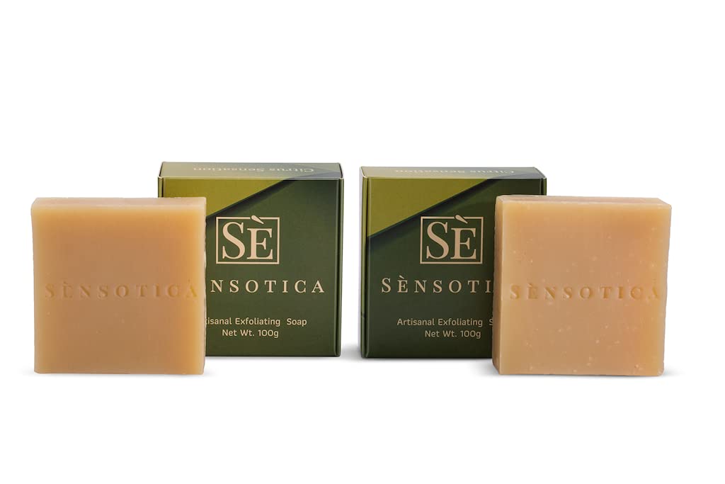 Citrus - Luxury handmade Exfoliating soap for Oily skin - Gentle Cleansing and Soothing Facial Bar, Natural Skin Care Soap Bar with Essential Oils for Gentle Exfoliation & Brightening. Perfect for acne and pimples. Pack of 2