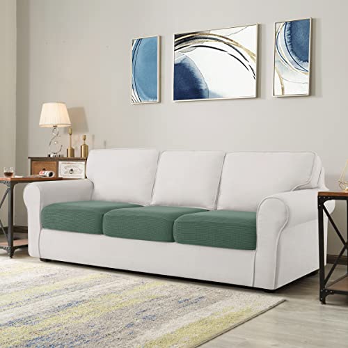 Image of CHUN YI Stretch Couch Cushion Cover Suitable for Armchair Loveseat Sofa, Cushion Seat Slipcover with Spandex Jacquard Fabric, 3pc, Dark Cyan
