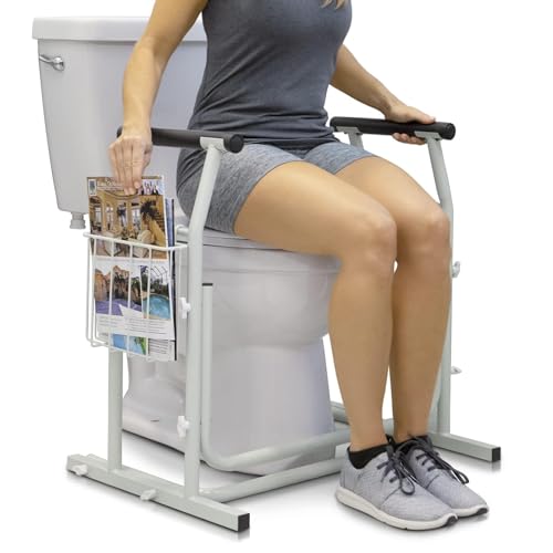 Vive Toilet Safety Rail with Arms - Toilet Support Frame w/Handles for Seniors - Grab Bar Handrail for Elderly, Handicap & Disabled - Bathroom Riser Assistance Aid - Stand Alone Lifter to Help Stand