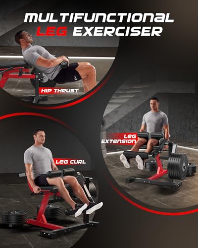 Image of FEIERDUN 4-in-1 Adjustable Leg Extension Curl Machine - 700lbs Capacity Leg Extension Machine for Lower Body Workouts - Adjustable Leg Curl Machine