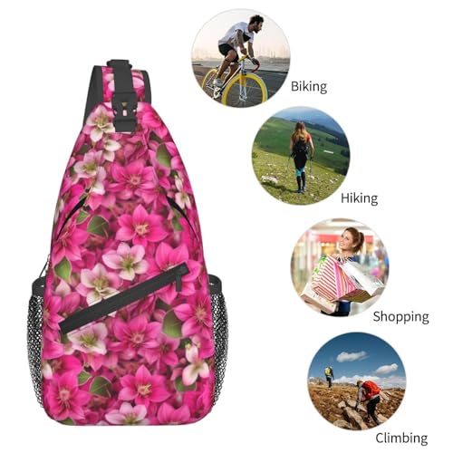 Mochila bandolera con estampado de rosas para hiking miniatura 6