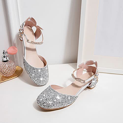 Children's Shoes Girls Sandals Grils Dress Wedding Party Close Toe Glitter High Heels for Children Kids 353