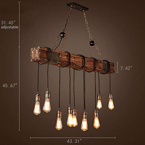 image for KJLARS Farmhouse Chandelier Wood Hanging Industrial Pendant Lighting V