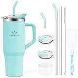 Tamarac 40 oz Tumbler With Handle and Straw Lid Wall Vacuum Reusable Stainless Steel Insulated Water Bottle Travel Mug Cup Modern Insulated Tumblers Cupholder Friendly