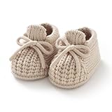 DovFanny Baby Booties Newborn Baby First Shoes Cozy Warm Knit Soft Booties for Toddler Infant Boy Girl (Camel, Infant, 3 Months, Age Range, US Footwear Size System, 6 Months, Medium)