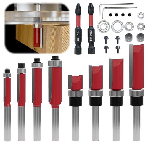 Juego de fresas de 27 piezas de 8 mm, con puntas magnéticas de impacto, rodamientos, llaves inglesas, fresa de extremo de 8 mm, herramientas para trabajar la madera, carburo de tungsteno