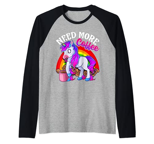 Pastel Goth Unicorn a besoin de plus de café Manche Raglan