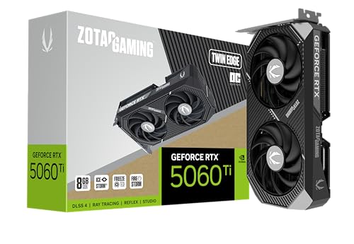 Gaming GeForce RTX 5060 Ti 8GB Twin Edge OC DLSS 4 8GB GDDR7 128-bit 28 Gbps PCIE 5.0 Gaming Scheda grafica IceStorm 2.0 Cooling, SFF-Ready, ZT-B50610H-10M