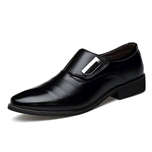 Seakee Men's Business Slip-on Dress Shoes Semi-Formal Oxford(Black) US 10.5