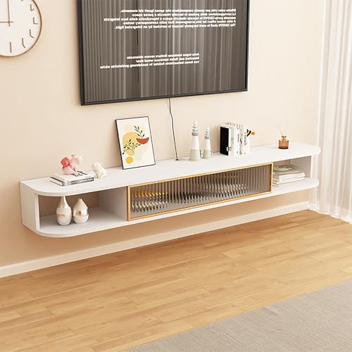 Étagère TV flottante avec porte et console multimédia murale
