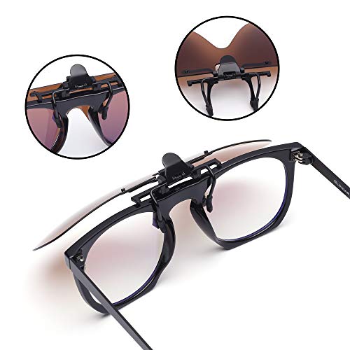 Image of JM Polarized Clip on Sunglasses Frameless Flip Up One Piece Shield Lens for Prescription Glasses