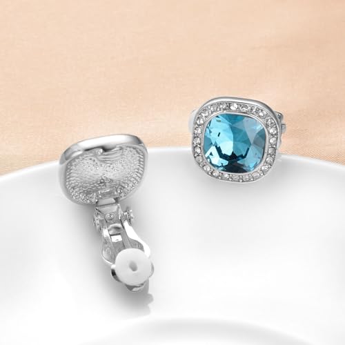 Yoursfs Blue Clip On Earrings For Women Square Sapphire Non Pierced Earring by Yoursfs - Used condition - Image 4