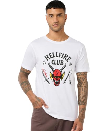 T-shirt pour homme décontracté pour l'été en coton blanc Bewakoof L
