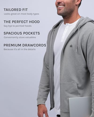 INTO THE AM Premium Zip Up Hoodies for Men S - 4XL Casual Lightweight Fitted Full Zip Sweatshirt3