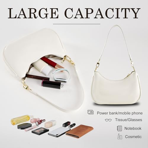 Image of Shoulder Bags for Women Leather Cute Hobo Tote Handbag Under the Arm Purses Mini Clutch Purse with Zipper Closure