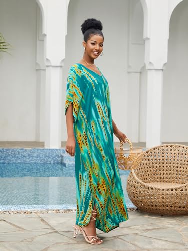 Image of Kaftan Dresses for Women Plus Size Bathing Suit Cover up Caftan Maxi Beach Dresses