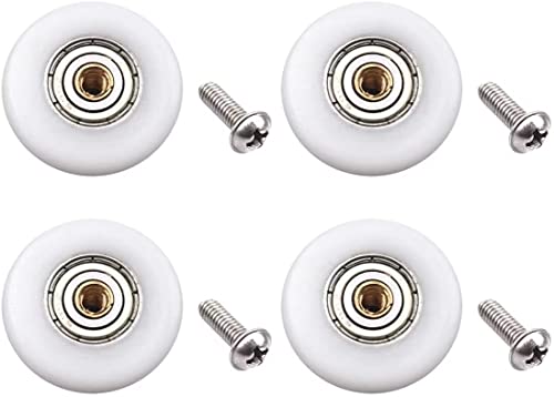 Set of 4pcs 19mm Stainless Steel Shower Door Wheels Rollers Runners White 19mm x 4mm