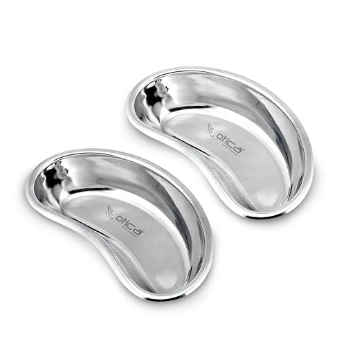 Image of OTICA Stainless Steel Kidney Tray 12'' Medium Kidney Shaped Emesis Basin Surgical Medical Tray pan Bowls Reusable Metal Kidney Dish Dental Lab Instruments Bathroom Soiled Dressings Medic Waster