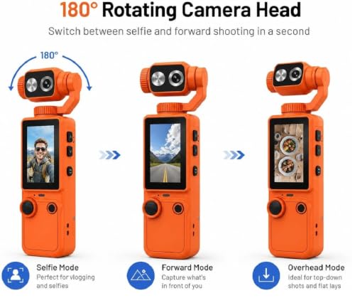 Image of 4K Digital Vlogging Camera, 180 Rotating Camera Head, Autofocus, Pocket Video Camera with Stereo Mic for YouTube, Travel, Blogging, Selfie, Live Streaming & Outdoor Recording