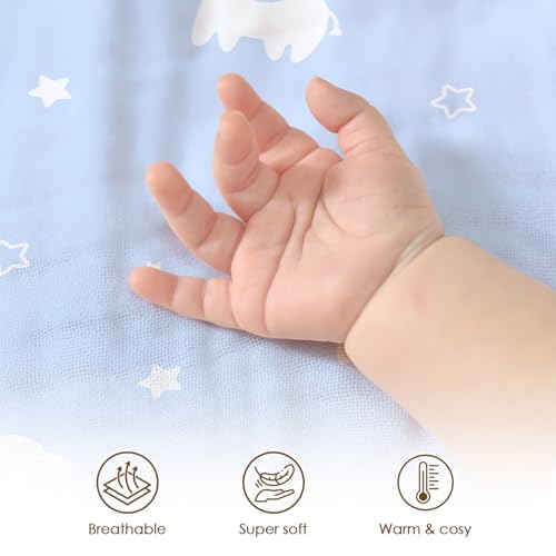 Image of Elephant Baby Blankets for Boys Girls, Soft Nursery Minky Blankets with Muslin and Dotted Fleece Back 30x40 inches, Receiving Bed Quilt for Newborn, Infants, Toddlers
