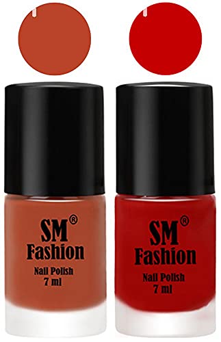 Image of Long Lasting Nail Polish | Nail Paint Combo 7 ml Each) - Set of 2 Light Coral-Orange
