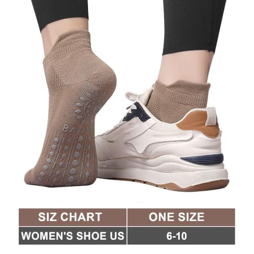 Image of Toes Home Pilates Socks for Women, Cushioned Ankle Grippy Non Slip Socks for Yoga, Hospital, Barre, Home Slipper 2 /4 Pairs