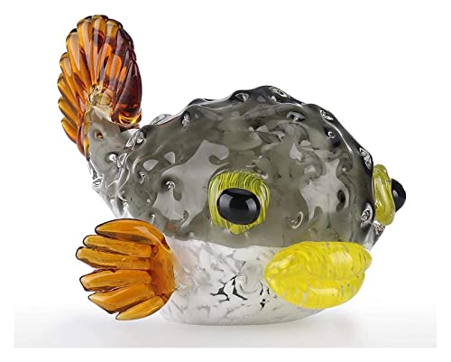 Décoration poisson globe abstrait en verre coloré pour table et bureau