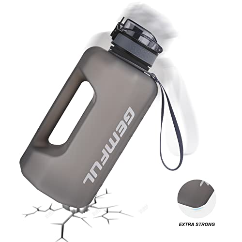 GEMFUL 2.2L Trinkflasche Sport - Große Wasserflasche mit Griff & Zeitmarkierungen - Perfekt für Fitness & Alltag - Immer ausreichend hydriert（Grau） 4